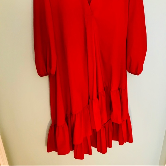ZARA RED POPLIN MIDI DRESS. SIZE MEDIUM - Picture 6 of 9